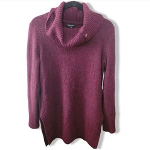 Adrienne Vittadini burgundy wool mohair sweater longline lagenlook cowl women L